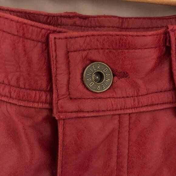 Red Danier Vintage Leather Trousers - Picture 9 of 9